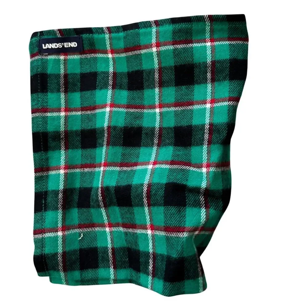 New Lands' End Emerald Gulf Field Check Flannel Pet Bandana Size Medium